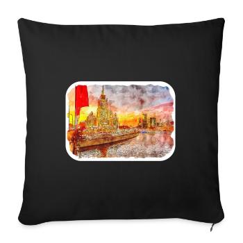 Moscow Russia Watercolor Sketch Drawn Painting - Sofa pillowcase 17,3'' x 17,3'' (45 x 45 cm) - black - Front