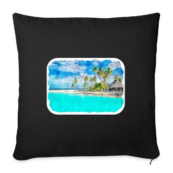 Maldives Watercolor Sketch Hand Drawn Illustration - Sofa pillowcase 17,3'' x 17,3'' (45 x 45 cm) - black - Front