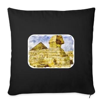 Le Caire Egypte Aquarelle Esquisse Dessinée Illustration - Housse de coussin décorative 45 x 45 cm - noir - Devant