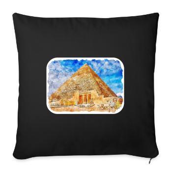 Le Caire Egypte Aquarelle Esquisse Dessinée Illustration - Housse de coussin décorative 45 x 45 cm - noir - Devant