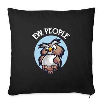 Ew People Lustige Comic Eule - Sofakissenbezug 45 x 45 cm - Schwarz - Vorne
