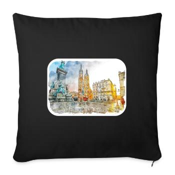 Krakau Polen Aquarellskizze Gezeichnete Illustration - Sofakissenbezug 45 x 45 cm - Schwarz - Vorne