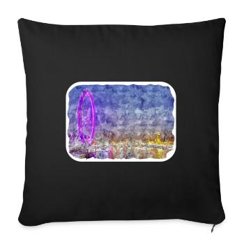 Uk Landmark Aquarelle Sketch Painting Illustratio - Housse de coussin décorative 45 x 45 cm - noir - Devant