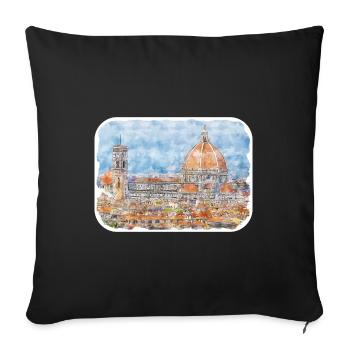 Italy Watercolor Sketch Hand Drawn Illustration - Sofa pillowcase 17,3'' x 17,3'' (45 x 45 cm) - black - Front