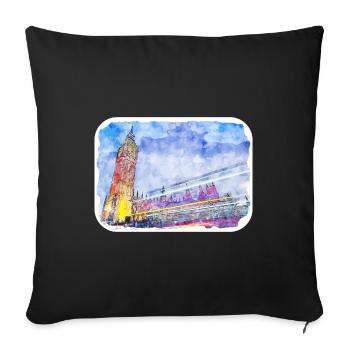 Uk Landmark Aquarelle Sketch Painting Illustratio - Housse de coussin décorative 45 x 45 cm - noir - Devant