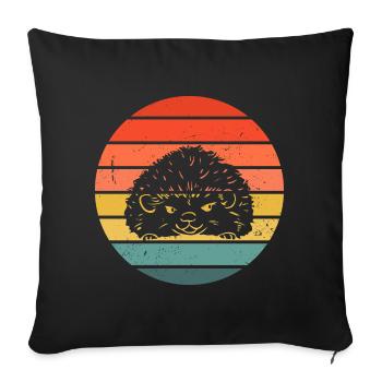 Hedgie Retro Sunset Hedgehog - Sofa pillowcase 17,3'' x 17,3'' (45 x 45 cm) - black - Front