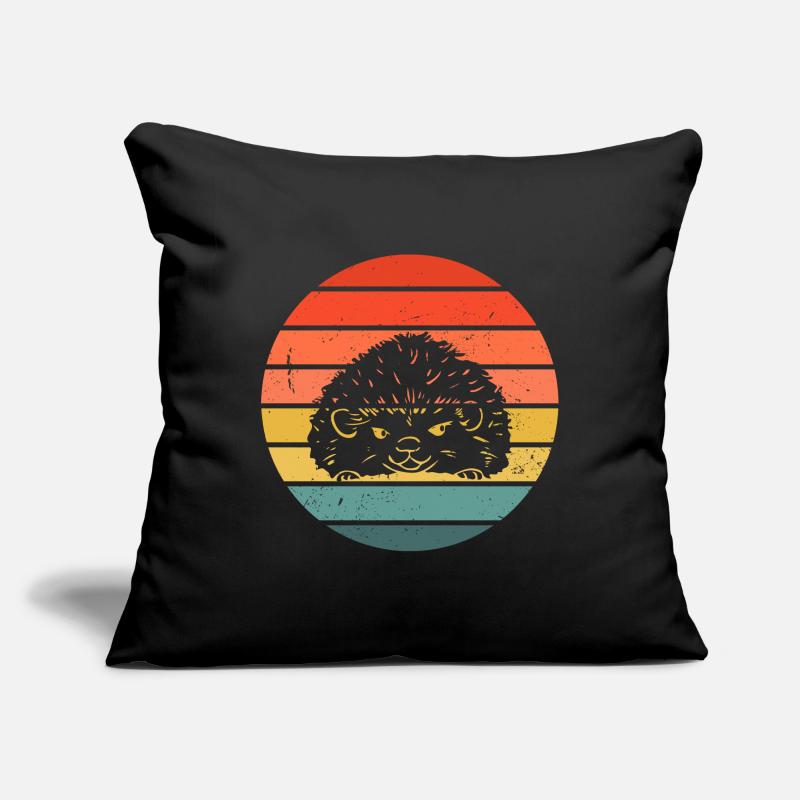 Hedgie Retro Sunset Hérisson Housse de coussin décorative 45 x 45 cm