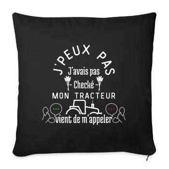 J'AVAIS pas Checké Mon Tracteur m'appelle - Housse de coussin décorative 45 x 45 cm - noir - Devant