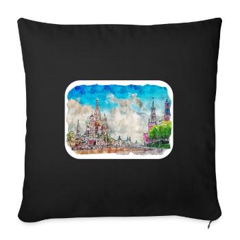 Moscow Russia Watercolor Sketch Drawn Drawing - Sofa pillowcase 17,3'' x 17,3'' (45 x 45 cm) - black - Front