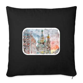 St Petersburg Russia Watercolor Sketch Drawn Drawi - Sofa pillowcase 17,3'' x 17,3'' (45 x 45 cm) - black - Front