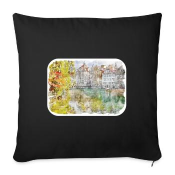 Italy Watercolor Sketch Hand Drawn Illustration - Sofa pillowcase 17,3'' x 17,3'' (45 x 45 cm) - black - Front