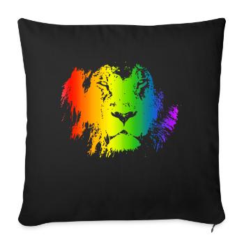 Lion Rainbow Animal Face coloré comme un chat - Housse de coussin décorative 45 x 45 cm - noir - Devant