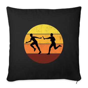 Relay race run athlete track and field running - Sofa pillowcase 17,3'' x 17,3'' (45 x 45 cm) - black - Front