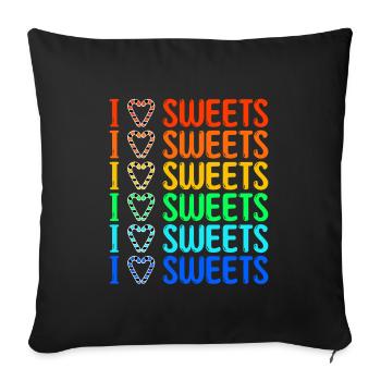 Dent sucrée J’adore les bonbons Déclaration Délicieux - Housse de coussin décorative 45 x 45 cm - noir - Devant