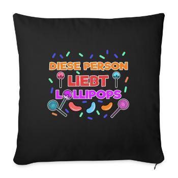 Naschkatzen Bonbon Statement Süßigkeiten Naschen - Sofakissenbezug 45 x 45 cm - Schwarz - Vorne