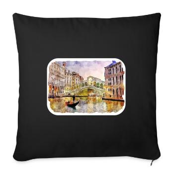Venise Italie Aquarelle Esquisse Illustration - Housse de coussin décorative 45 x 45 cm - noir - Devant