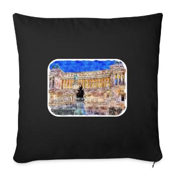 Rome Italie Aquarelle Esquisse Peinture Illustration - Housse de coussin décorative 45 x 45 cm - noir - Devant