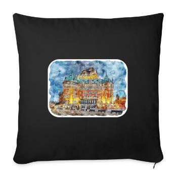 Quebec Kanada Aquarell Skizze gezeichnete Illustration - Sofakissenbezug 45 x 45 cm - Schwarz - Vorne