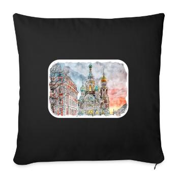 Moscow Russia Watercolor Sketch Drawn Painting - Sofa pillowcase 17,3'' x 17,3'' (45 x 45 cm) - black - Front