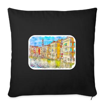 Venice Italy Watercolor Sketch Drawn Painting - Sofa pillowcase 17,3'' x 17,3'' (45 x 45 cm) - black - Front
