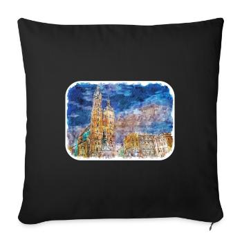 Krakau Polen Aquarell Skizze Illustration - Sofakissenbezug 45 x 45 cm - Schwarz - Vorne