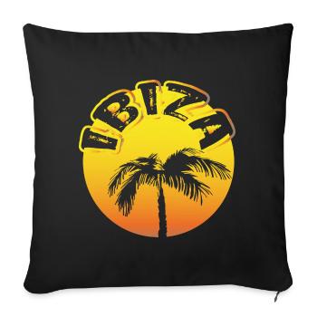IBIZA Claim rund mit Palme - Sofakissenbezug 45 x 45 cm - Schwarz - Vorne