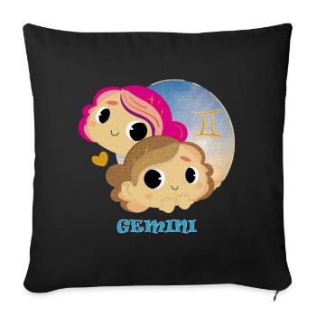 Zodiac sign Gemini - Sofa pillowcase 17,3'' x 17,3'' (45 x 45 cm) - black - Front