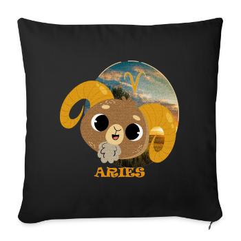 Zodiac sign ARIES - Sofa pillowcase 17,3'' x 17,3'' (45 x 45 cm) - black - Front