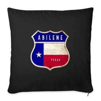 Drapeau Abilene - Motif écusson Texas - Housse de coussin décorative 45 x 45 cm - noir - Devant