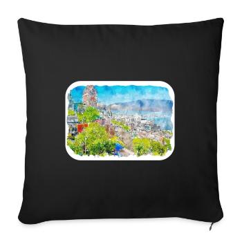 Quebec Kanada Aquarell Skizze gezeichnete Illustration - Sofakissenbezug 45 x 45 cm - Schwarz - Vorne