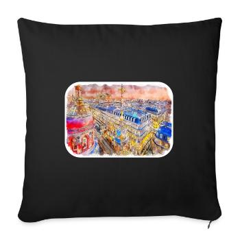 Londres UK Aquarelle Esquisse Dessinée à la Main Peinture - Housse de coussin décorative 45 x 45 cm - noir - Devant