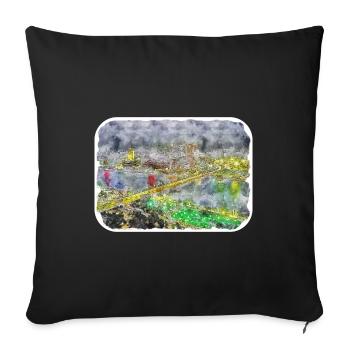 Le Caire Egypte Aquarelle Esquisse Dessinée Illustration - Housse de coussin décorative 45 x 45 cm - noir - Devant
