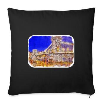 Budapest Hongrie Aquarelle Sketch Illustration - Housse de coussin décorative 45 x 45 cm - noir - Devant