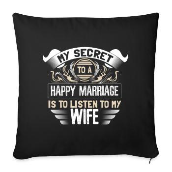 Ehe Hochzeit Braut Geschenk - Sofakissenbezug 45 x 45 cm - Schwarz - Vorne