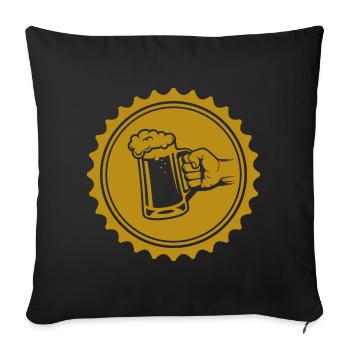 Bière - Bière / Mug à bière - Bouteille de bière Baril de bière - Housse de coussin décorative 45 x 45 cm - noir - Devant