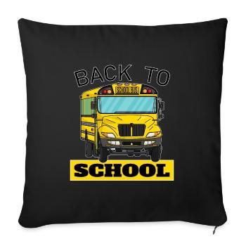 Retour à l’école Démarrer l’autobus scolaire - Housse de coussin décorative 45 x 45 cm - noir - Devant