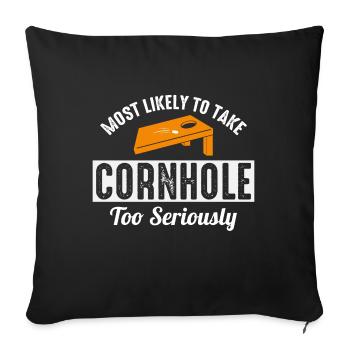 Cornhole Bean Bag Toss Jeu de pelouse en plein air drôle - Housse de coussin décorative 45 x 45 cm - noir - Devant