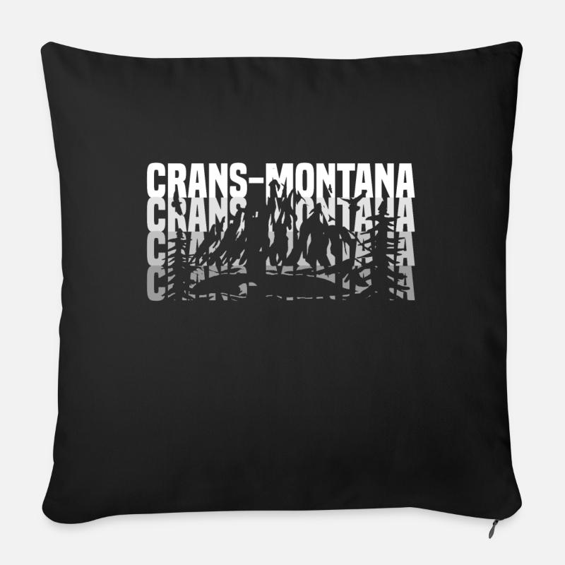 crans Montana noir blanc - Housse de coussin décorative 45 x 45 cm - noir