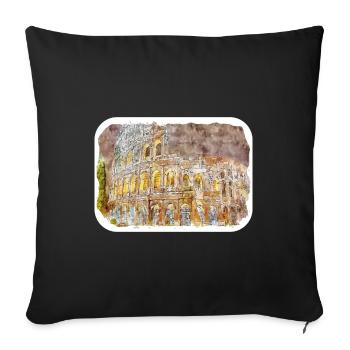 Italy Watercolor Sketch Hand Drawn Illustration - Sofa pillowcase 17,3'' x 17,3'' (45 x 45 cm) - black - Front