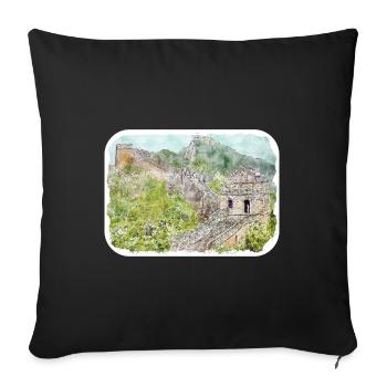 Beijing Chine Aquarelle Esquisse Dessin Dessiné - Housse de coussin décorative 45 x 45 cm - noir - Devant