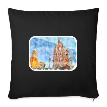 San Miguel De Allende Mexico Watercolor Sketch Dra - Sofa pillowcase 17,3'' x 17,3'' (45 x 45 cm) - black - Front