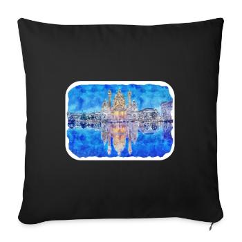 Autriche Aquarelle Esquisse Dessinée à la main Illustration - Housse de coussin décorative 45 x 45 cm - noir - Devant