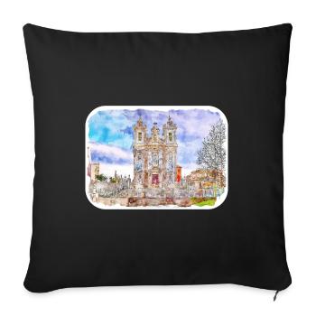 Porto Portugal Watercolor Sketch Drawn Painting - Sofa pillowcase 17,3'' x 17,3'' (45 x 45 cm) - black - Front