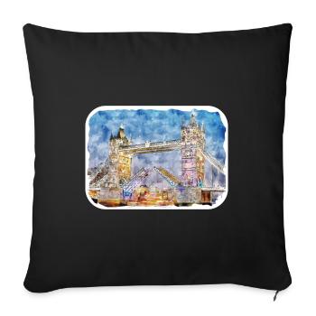 Uk Watercolor Sketch Hand Drawn Illustration - Sofa pillowcase 17,3'' x 17,3'' (45 x 45 cm) - black - Front