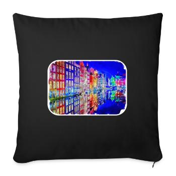 Amsterdam Netherlands Watercolor Sketch Drawing - Sofa pillowcase 17,3'' x 17,3'' (45 x 45 cm) - black - Front