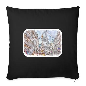 Vienna Austria Watercolor Sketch Painting - Sofa pillowcase 17,3'' x 17,3'' (45 x 45 cm) - black - Front