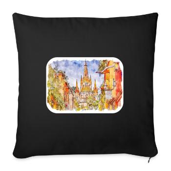 San Miguel De Allende Mexico Watercolor Sketch Dra - Sofa pillowcase 17,3'' x 17,3'' (45 x 45 cm) - black - Front