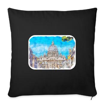 Église géante d’Espagne Aquarelle Illustration - Housse de coussin décorative 45 x 45 cm - noir - Devant