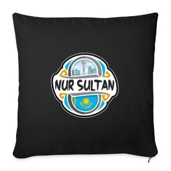 Nur Sultan Kazakhstan Drapeau Voyage Souvenir Badge S - Housse de coussin décorative 45 x 45 cm - noir - Devant