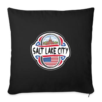 Salt Lake City États-Unis Drapeau des États-Unis Voyage Souve - Housse de coussin décorative 45 x 45 cm - noir - Devant